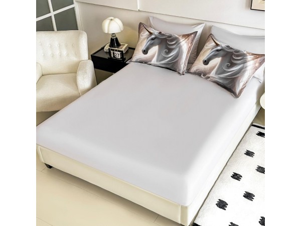 Lenjerie 3D din finet 4 piese 1 Persoana Cearceaf cu Elastec - DJO52