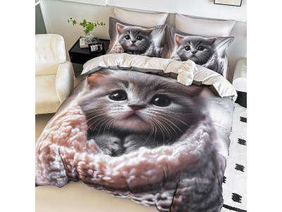 Lenjerie 3D din finet 4 piese 1 Persoana Cearceaf cu Elastec - DJO53