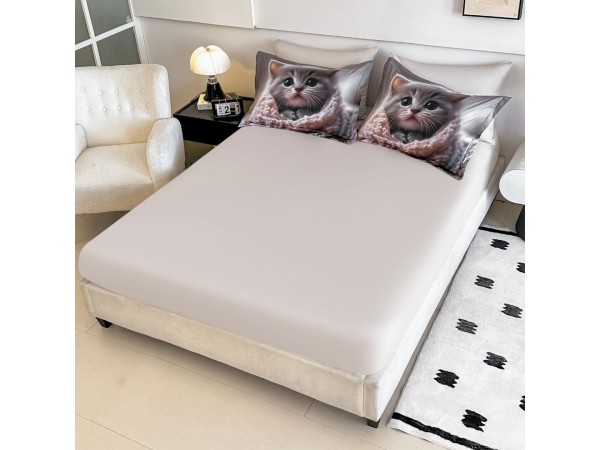 Lenjerie 3D din finet 4 piese 1 Persoana Cearceaf cu Elastec - DJO53