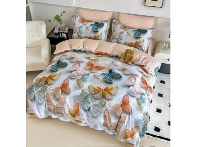 Lenjerie 3D din finet 4 piese 1 Persoana Cearceaf cu Elastec - DJO54