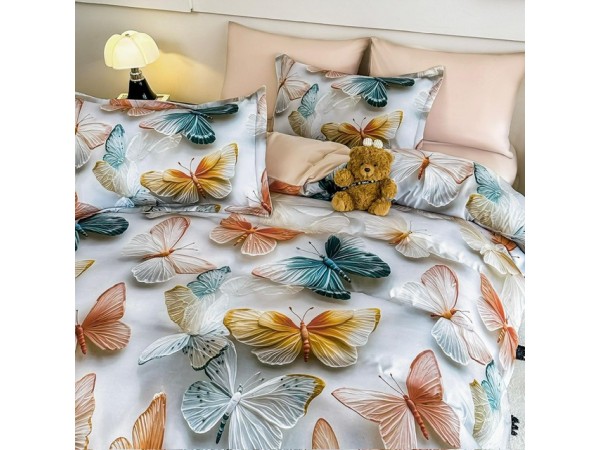 Lenjerie 3D din finet 4 piese 1 Persoana Cearceaf cu Elastec - DJO54