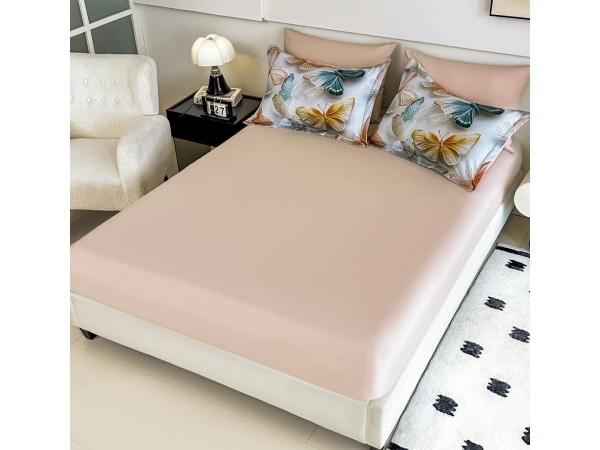 Lenjerie 3D din finet 4 piese 1 Persoana Cearceaf cu Elastec - DJO54