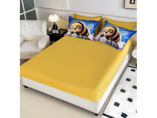 Lenjerie 3D din finet 4 piese 1 Persoana Cearceaf cu Elastec - DJO55