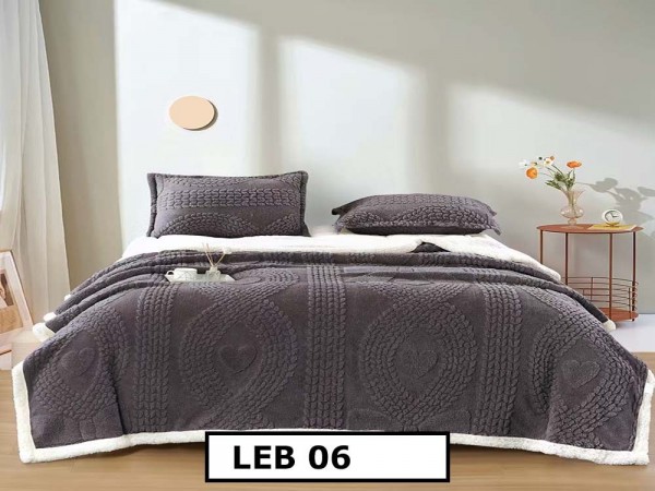 Patura Pufoasa Cocolino cu Blanita pentru pat dublu + 2 Fete de Perne LEB06