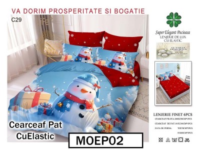 Lenjerie din finet  6 piese si cearceaf cu elastic - MOEP02