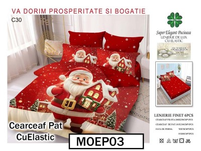 Lenjerie din finet  6 piese si cearceaf cu elastic - MOEP03