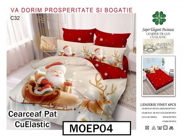 Lenjerie din finet  6 piese si cearceaf cu elastic - MOEP
