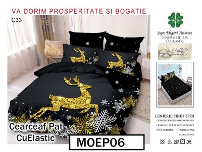 Lenjerie din finet  6 piese si cearceaf cu elastic - MOEP06