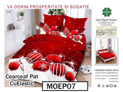Lenjerie din finet  6 piese si cearceaf cu elastic - MOEP07