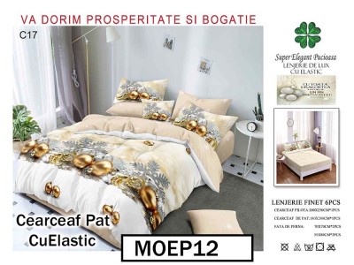 Lenjerie din finet  6 piese si cearceaf cu elastic - MOEP12