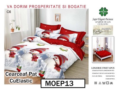 Lenjerie din finet  6 piese si cearceaf cu elastic - MOEP13
