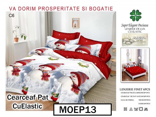 Lenjerie din finet  6 piese si cearceaf cu elastic - MOEP
