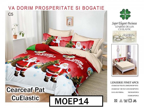 Lenjerie din finet  6 piese si cearceaf cu elastic - MOEP