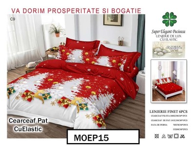 Lenjerie din finet  6 piese si cearceaf cu elastic - MOEP15