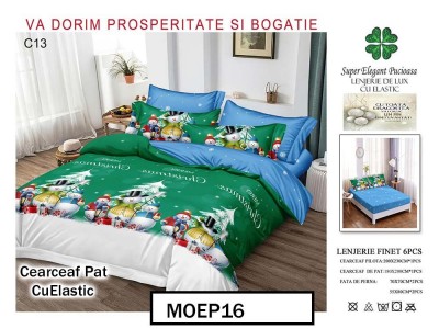 Lenjerie din finet  6 piese si cearceaf cu elastic - MOEP16