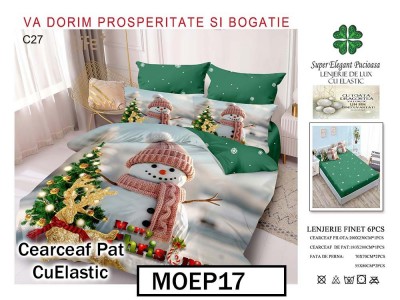Lenjerie din finet  6 piese si cearceaf cu elastic - MOEP17
