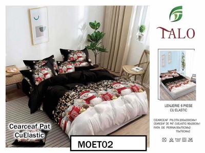 Lenjerie din finet  6 piese si cearceaf cu elastic - MOET02