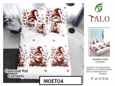 Lenjerie din finet  6 piese si cearceaf cu elastic - MOET04