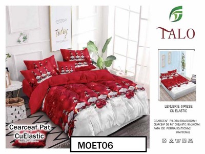 Lenjerie din finet  6 piese si cearceaf cu elastic - MOET06