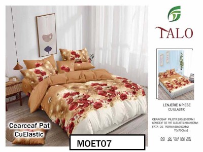 Lenjerie din finet  6 piese si cearceaf cu elastic - MOET07