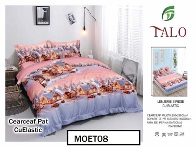 Lenjerie din finet  6 piese si cearceaf cu elastic - MOET08