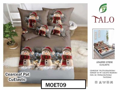 Lenjerie din finet  6 piese si cearceaf cu elastic - MOET09