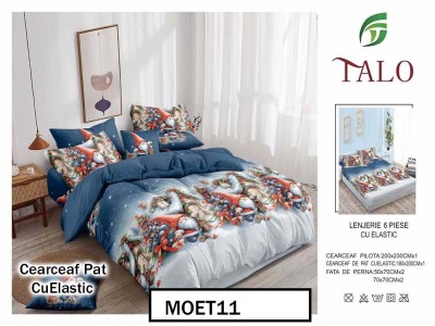 Lenjerie din finet  6 piese si cearceaf cu elastic - MOET11