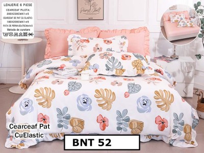 Lenjerie din  bumbac fin cu in grofat și lățos 6 piese cu cearceaf elastic - BNT52