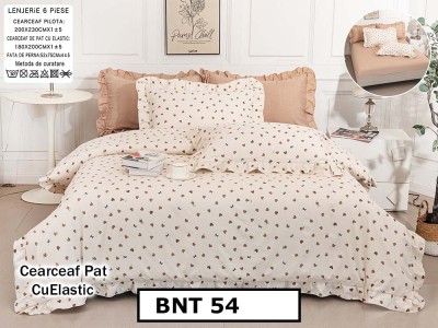 Lenjerie din  bumbac fin cu in grofat și lățos 6 piese cu cearceaf elastic - BNT54