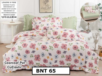 Lenjerie din  bumbac fin cu in grofat și lățos 6 piese cu cearceaf elastic - BNT65