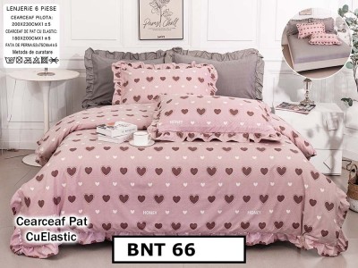 Lenjerie din  bumbac fin cu in grofat și lățos 6 piese cu cearceaf elastic - BNT66