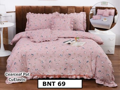 Lenjerie din  bumbac fin cu in grofat și lățos 6 piese cu cearceaf elastic - BNT69