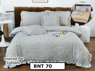 Lenjerie din  bumbac fin cu in grofat și lățos 6 piese cu cearceaf elastic - BNT70