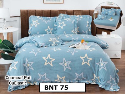 Lenjerie din  bumbac fin cu in grofat și lățos 6 piese cu cearceaf elastic - BNT75