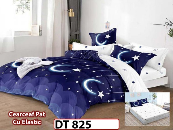 Lenjerie din finet 6 piese si cearceaf cu Elastic - DT825 Lenjerie din finet 6 piese si cearceaf cu Elastic - DT825