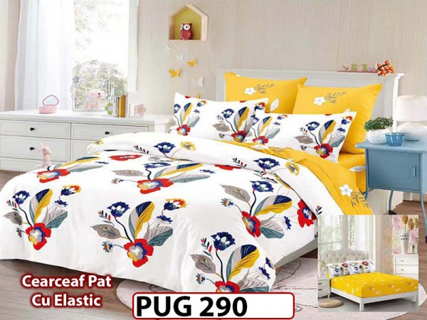 Lenjerie din finet 6 piese si cearceaf cu Elastic - PUG290 Lenjerie din finet 6 piese si cearceaf cu Elastic - PUG290