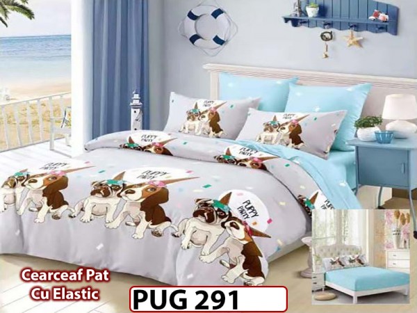 Lenjerie din finet 6 piese si cearceaf cu Elastic - PUG291 Lenjerie din finet 6 piese si cearceaf cu Elastic - PUG291