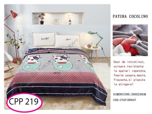 Patura Pufoasa Cocolino pentru pat dublu CPP 219 Patura Pufoasa Cocolino pentru pat dublu CPP 219
