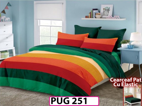 Lenjerie din finet 6 piese si cearceaf cu Elastic - PUG251 Lenjerie din finet 6 piese si cearceaf cu Elastic - PUG251