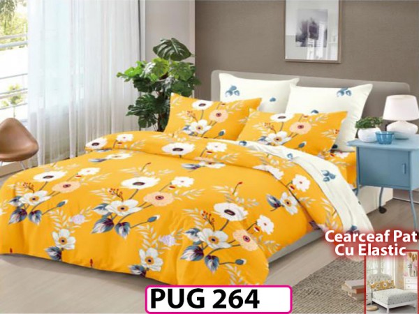 Lenjerie din finet 6 piese si cearceaf cu Elastic - PUG264 Lenjerie din finet 6 piese si cearceaf cu Elastic - PUG264