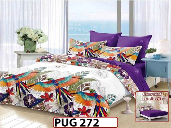 Lenjerie din finet 6 piese si cearceaf cu Elastic - PUG272 Lenjerie din finet 6 piese si cearceaf cu Elastic - PUG272