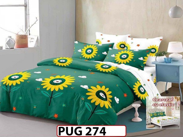 Lenjerie din finet 6 piese si cearceaf cu Elastic - PUG274 Lenjerie din finet 6 piese si cearceaf cu Elastic - PUG274