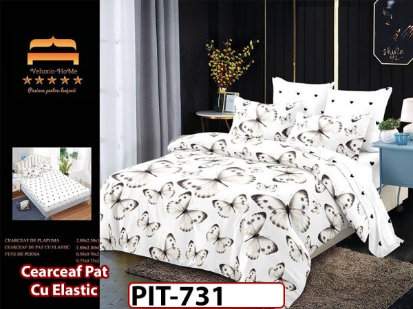 Lenjerie din finet 6 piese si cearceaf cu elastic - PIT731 Lenjerie din finet 6 piese si cearceaf cu elastic - PIT731