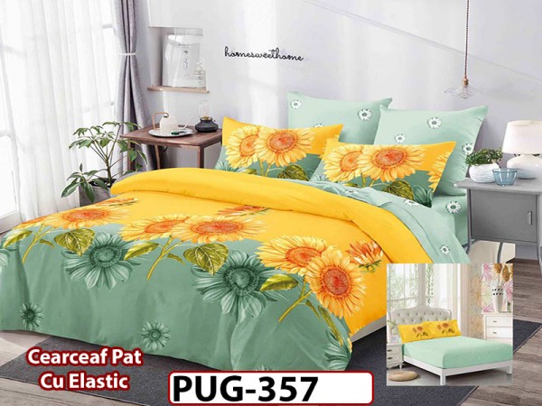 Lenjerie din finet 6 piese si cearceaf cu Elastic - PUG357 Lenjerie din finet 6 piese si cearceaf cu Elastic - PUG357