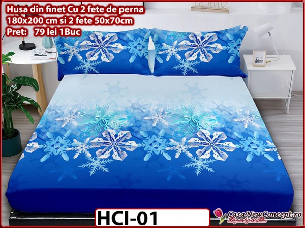 Husa de Pat din Finet + 2 Fete de Perne - Saltea 180x200 - Pat 2 Persoane - HCI01 Husa de Pat din Finet + 2 Fete de Perne - Saltea 180x200 - Pat 2 Persoane - HCI01