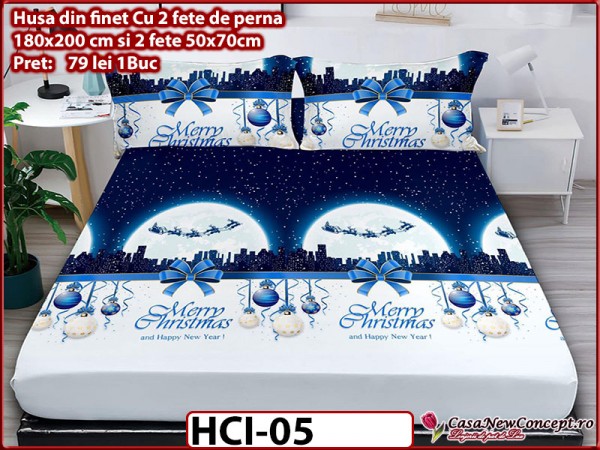 Husa de Pat din Finet + 2 Fete de Perne - Saltea 180x200 - Pat 2 Persoane - HCI05 Husa de Pat din Finet + 2 Fete de Perne - Saltea 180x200 - Pat 2 Persoane - HCI05
