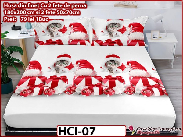 Husa de Pat din Finet + 2 Fete de Perne - Saltea 180x200 - Pat 2 Persoane - HCI07 Husa de Pat din Finet + 2 Fete de Perne - Saltea 180x200 - Pat 2 Persoane - HCI07