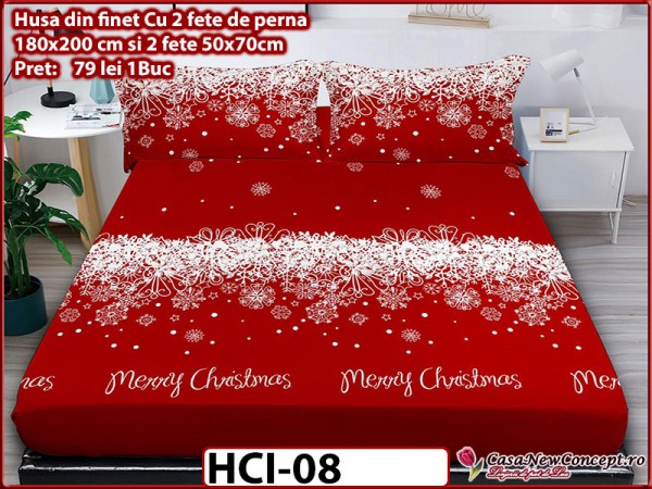 Husa de Pat din Finet + 2 Fete de Perne - Saltea 180x200 - Pat 2 Persoane - HCI08 Husa de Pat din Finet + 2 Fete de Perne - Saltea 180x200 - Pat 2 Persoane - HCI08