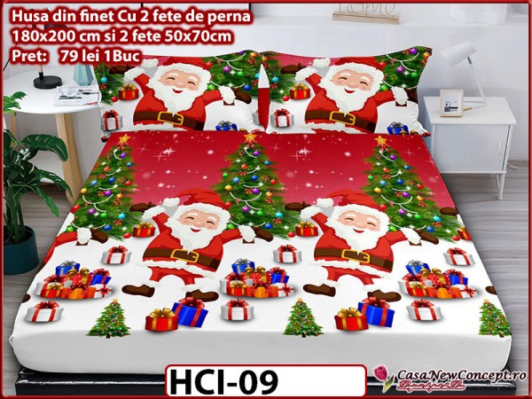 Husa de Pat din Finet + 2 Fete de Perne - Saltea 180x200 - Pat 2 Persoane - HCI09 Husa de Pat din Finet + 2 Fete de Perne - Saltea 180x200 - Pat 2 Persoane - HCI09