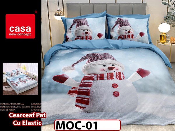 Lenjerie din finet 6 piese si cearceaf cu elastic - MOC01 Lenjerie din finet 6 piese si cearceaf cu elastic - MOC01